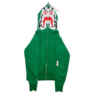 BAPE Tiger Full Zip Hoodie Green (White Tiger) Size S