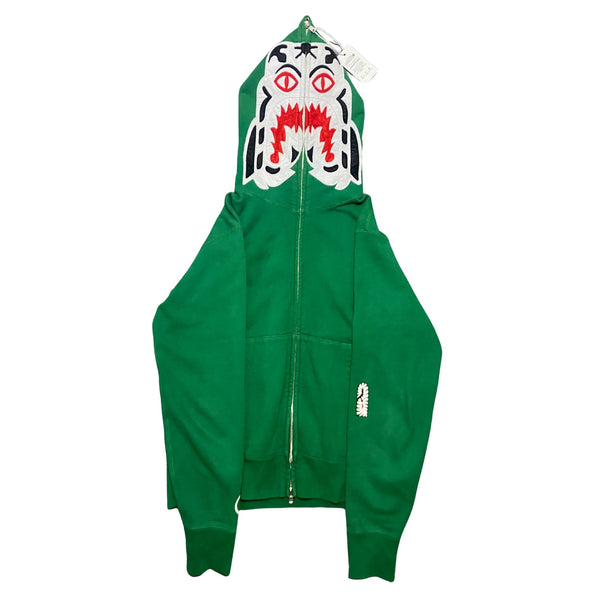 BAPE Tiger Full Zip Hoodie Green (White Tiger) Size S