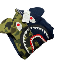 BAPE x BE@RBRICK Shark Be@r Full Zip Hoodie Navy Green Camo Size XS