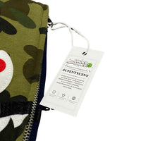 BAPE x BE@RBRICK Shark Be@r Full Zip Hoodie Navy Green Camo Size XS