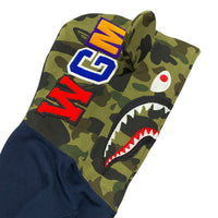 BAPE x BE@RBRICK Shark Be@r Full Zip Hoodie Navy Green Camo Size XS