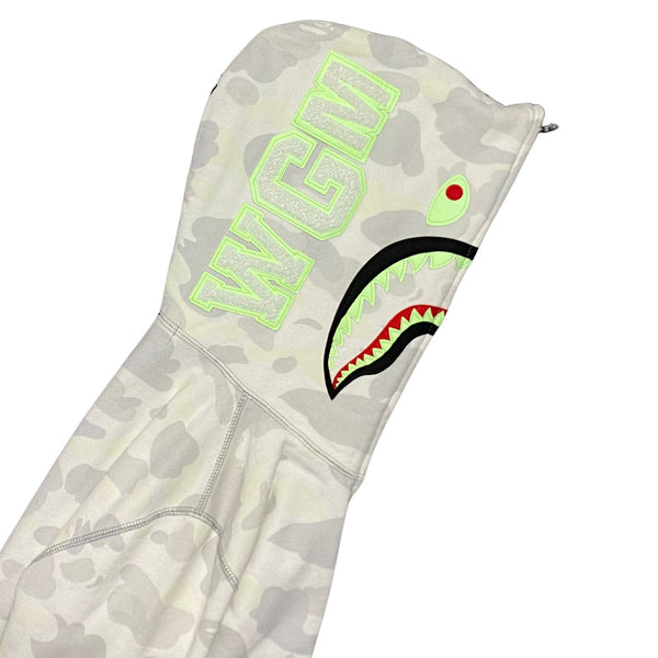 BAPE Shark Glow in the Dark Split Camo Hoodie Black/White Size XS