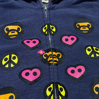 BAPE Vintage Baby Milo Emoji Full Zip Hoodie Navy Size S