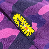 BAPE Tiger Shark Half Camo Purple Full Zip Hoodie Size S