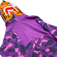BAPE Tiger Shark Half Camo Purple Full Zip Hoodie Size S